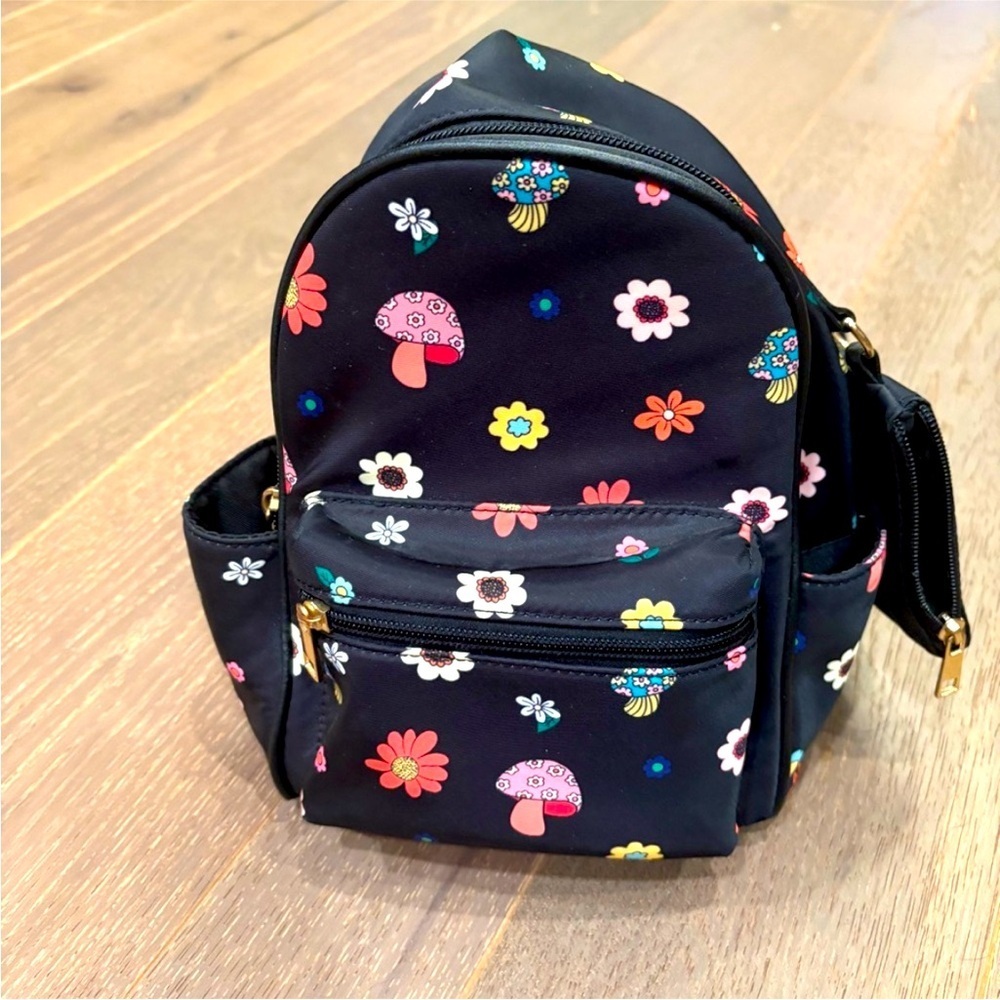Floral and Mushroom Print Backpack with wallet. New